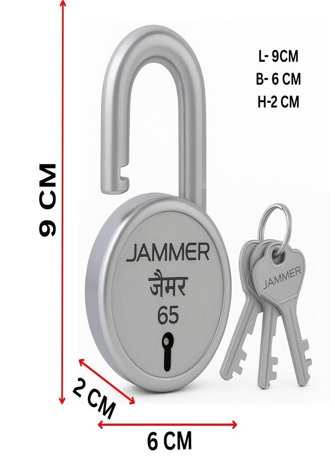 JAMMER Metal Round 65 Lock with 3 Keys - High-Security Door and Gate Lock for Home and Commercial Use - Durable 60mm Padlock with Lever Technology, Silver - Image 2